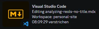 Discord screenshot showing 8 hours and 9 minutes spent in Visual Studio Code